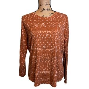 Sonoma Goods For Life The Everyday Tee Rust Orange Geometric Print Cotton Top L